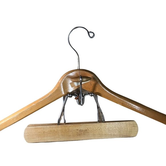 The Setwell 20 Inch Wooden Trouser Clamp Suit Hanger Vintage Made In USA Heavy D - Picture 2 of 16